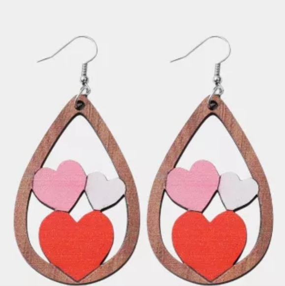 π₯New wooden heart earrings πβ€π€ - Picture 3 of 4